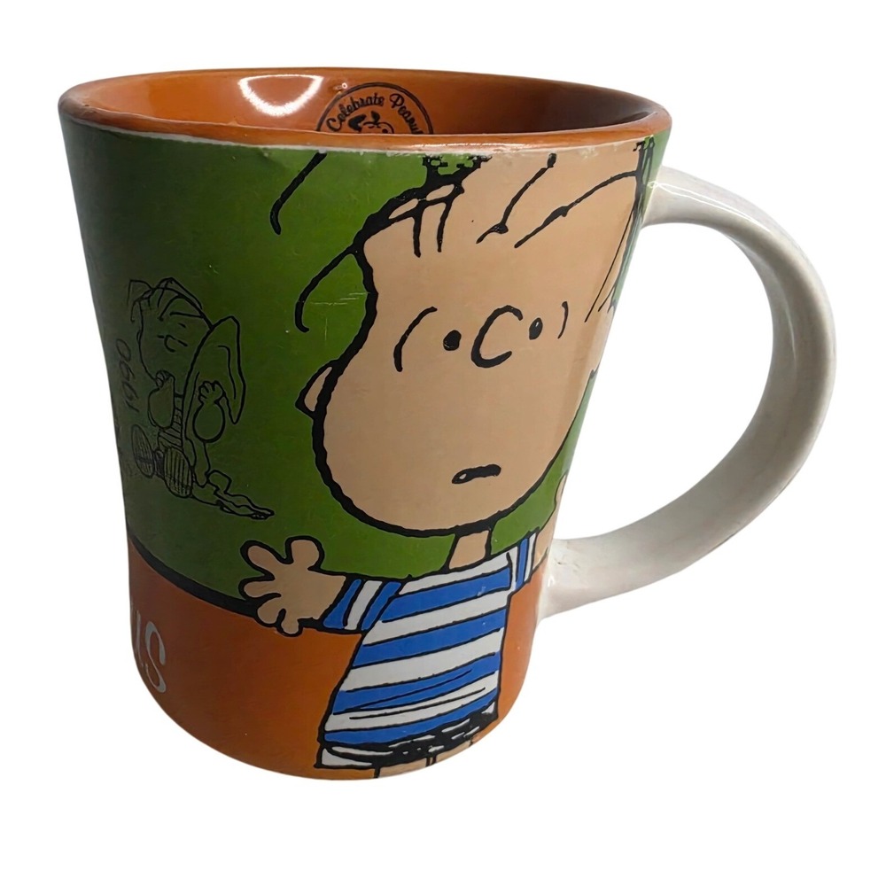 Gibson Peanuts Linus Van Pelt 60 Years Anniversary Coffee Mug Orange Green Large